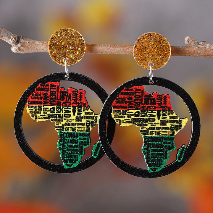Juneteenth African Style Map Avatar Earrings
