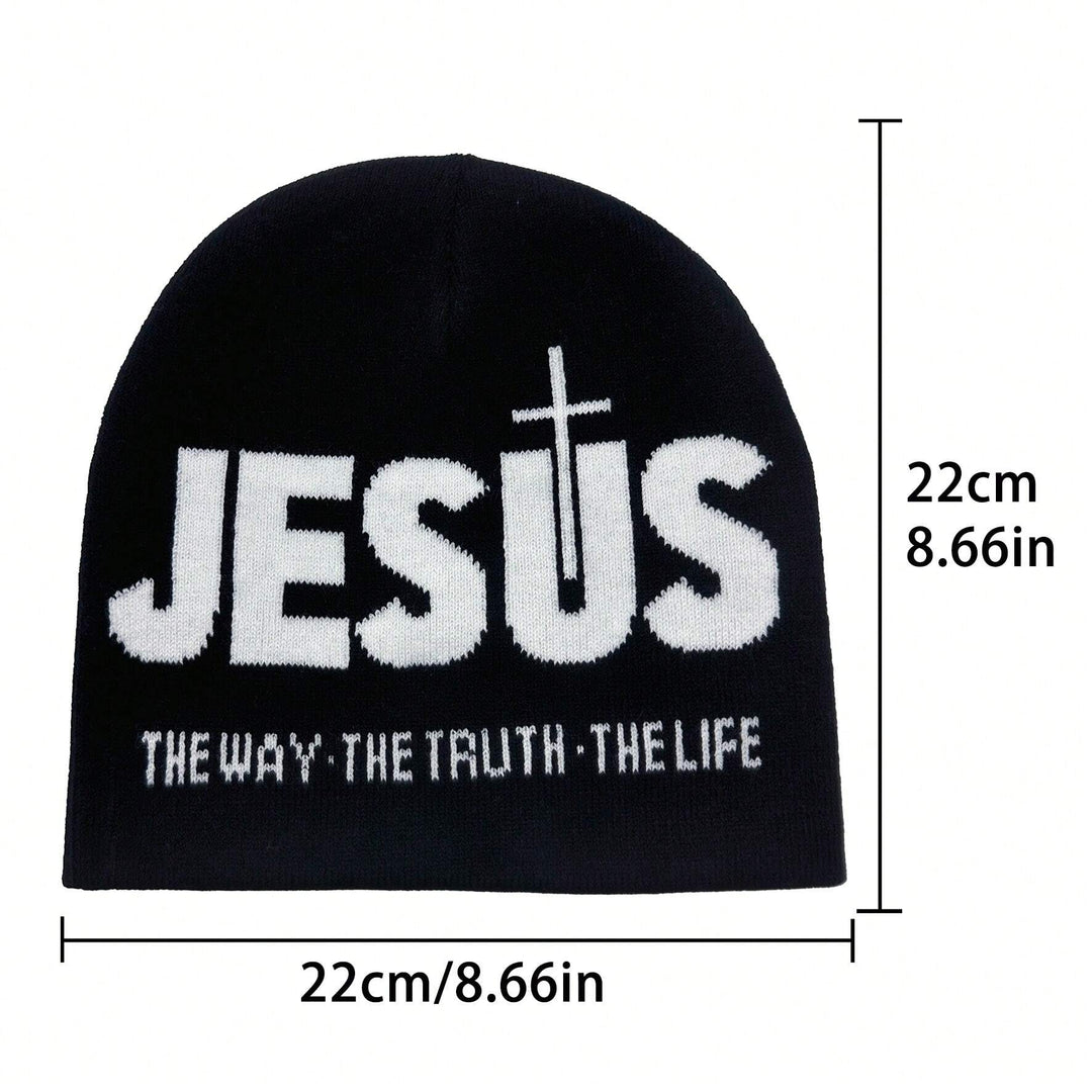 Jesus Letter Y2k Style Knit Beanie Hat For Winter