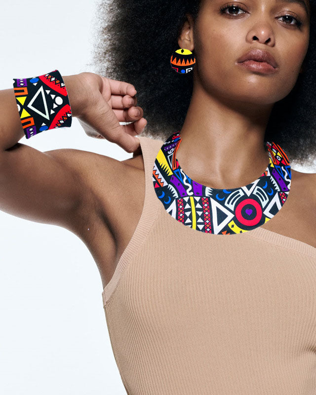African Tribal Totem Necklace Earring Set