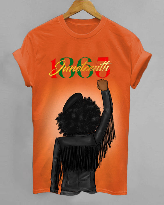 Juneteenth Black Woman Power Crew Neck Short Sleeve Tshirt