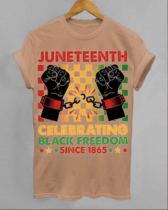 Juneteenth Breaking Every Chains Crew Neck Short Sleeve Cotton T-Shirt