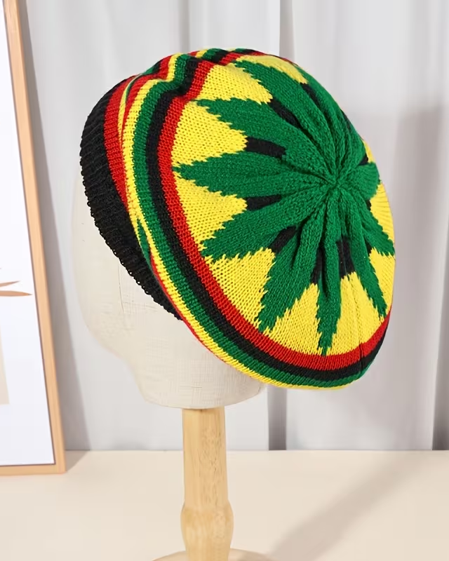 Women's Rasta Reggae Berets, Knitted Halloween Caps, Casual Outdoor Beanie Hats