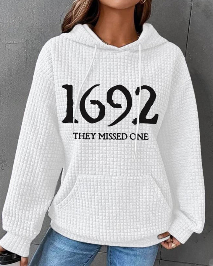 Women's 1692 They Missed One Salem Witch Print Waffle Hoodie