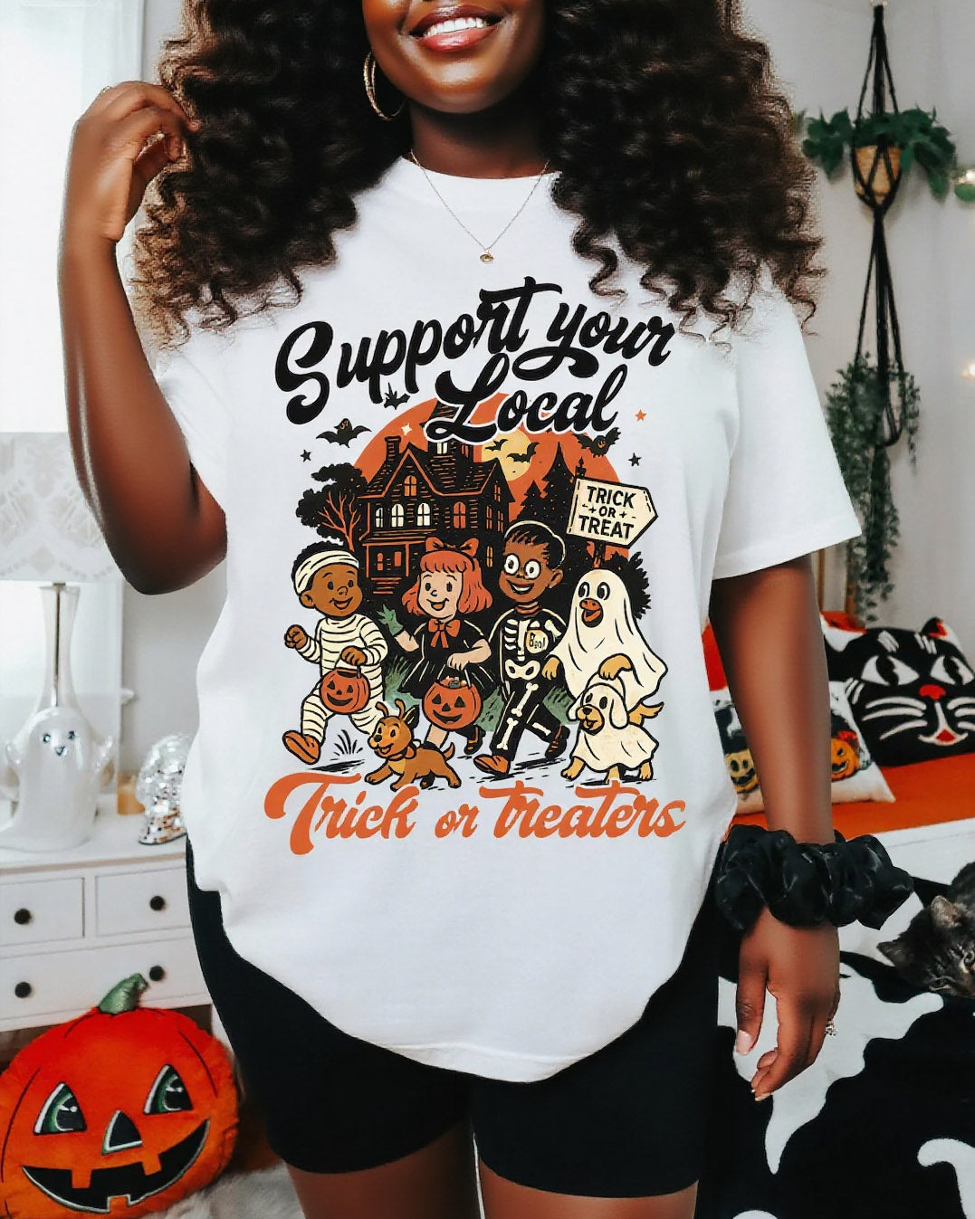 Halloween Support Your Local 100% Cotton Crew Neck Short Sleeve Tshirt