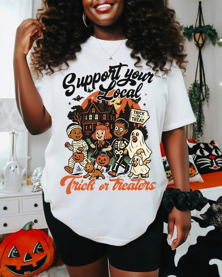 Halloween Support Your Local 100% Cotton Crew Neck Short Sleeve Tshirt