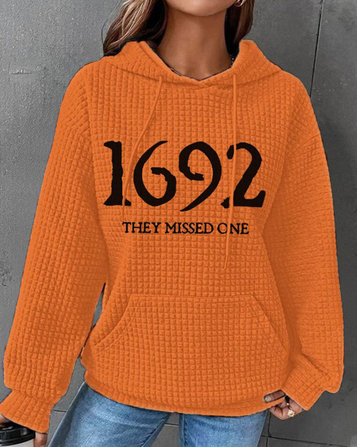 Women's 1692 They Missed One Salem Witch Print Waffle Hoodie
