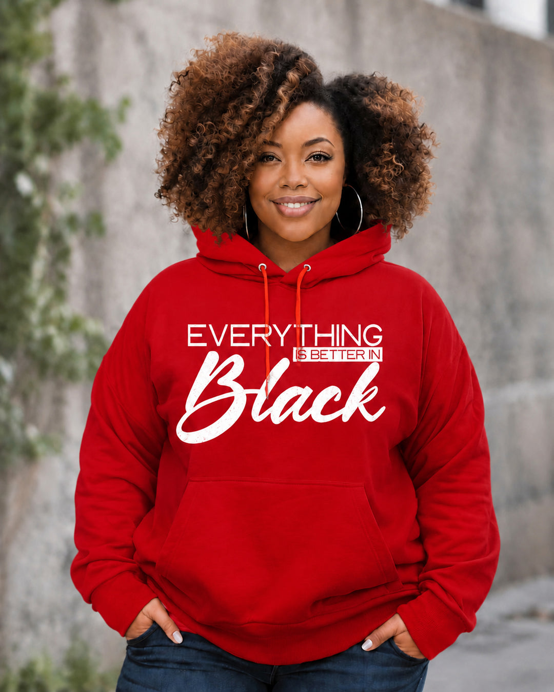 Women's Everything Is Better In Black Cotton Long Sleeve Hoodie