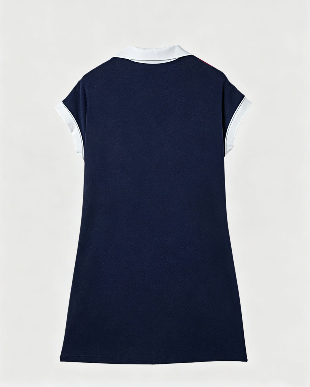 Color Block Zipper Stand Collar Polo Mini Dress