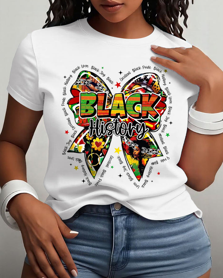 Black History Month Coquette Bow Cotton Short Sleeve Tshirt