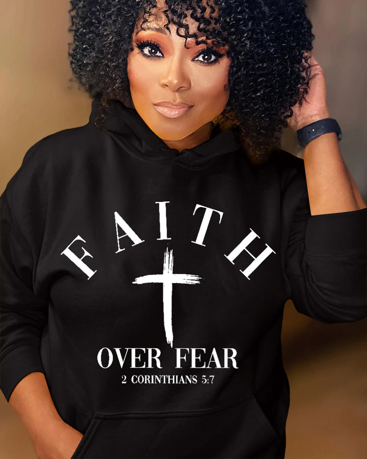 Faith Over Fear Christian Long-sleeved Hoodies