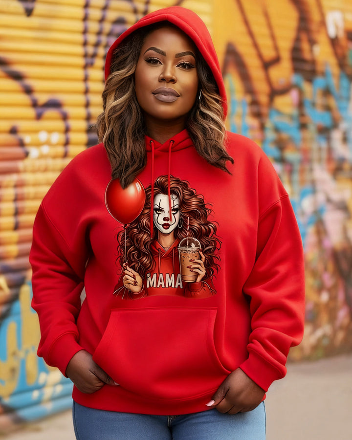 Hallowen Mom Drinking Coffee Cotton Long-sleeved Hoodies