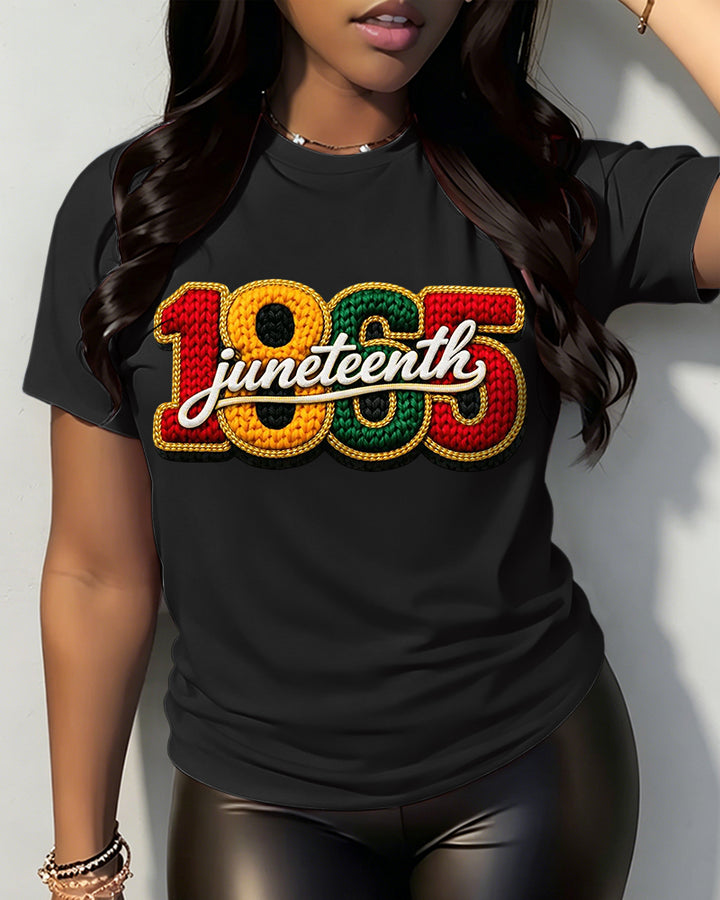 100% Cotton 1865 JuneteenthBlack History Freedom Day Crew Neck Short Sleeve Tshirt