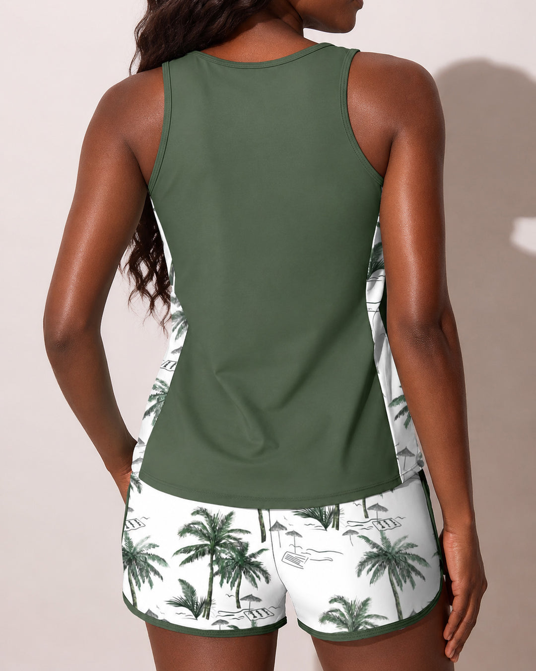 Hawaiian Coconut Tree Shorts Two-Piece Swimsuit