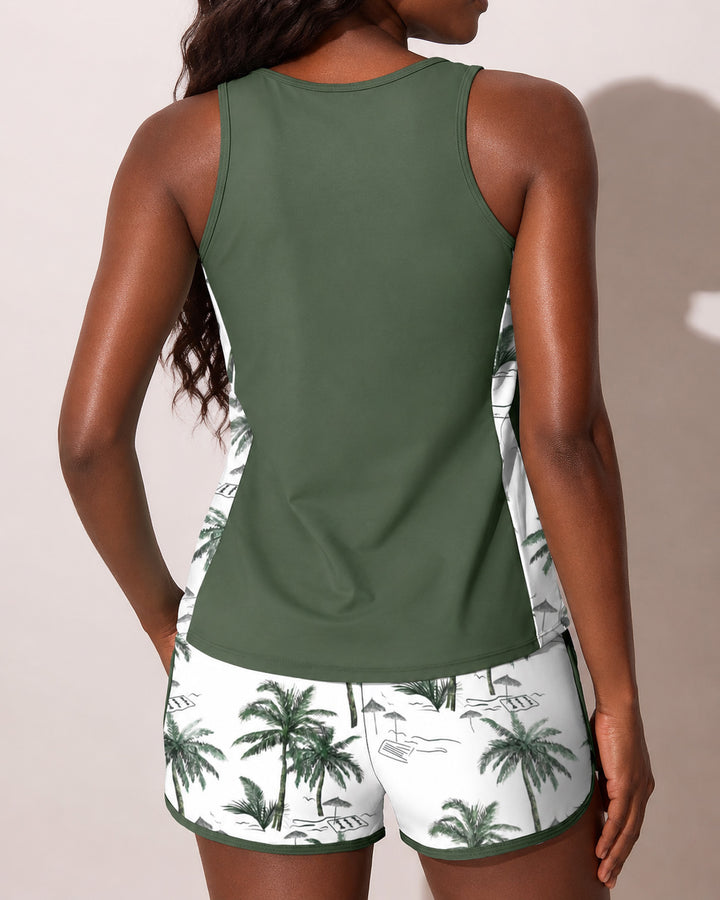 Hawaiian Coconut Tree Shorts Two-Piece Swimsuit