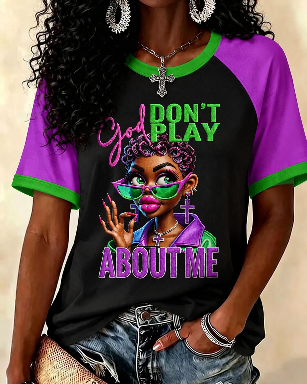 Brown Suger God Don't Play About Me Crew Neck Short Sleeve Tshirt