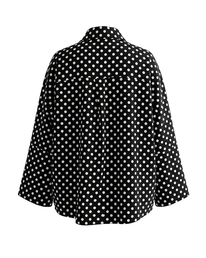 Urban Classic Polka Dot Print Loose Long Sleeves Lapel Blouses&Shirts Tops