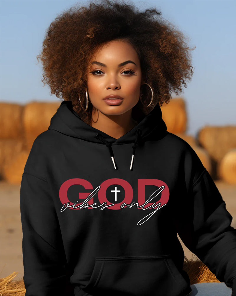 God Vibes Only Print Long-sleeved Hoodies