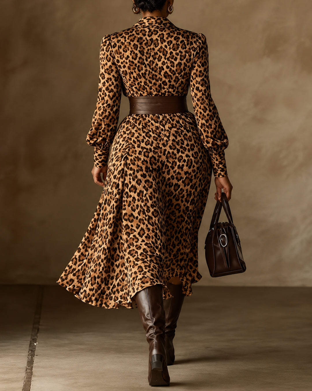 Chic Satin Geometric Diamond Print Wrap Dress