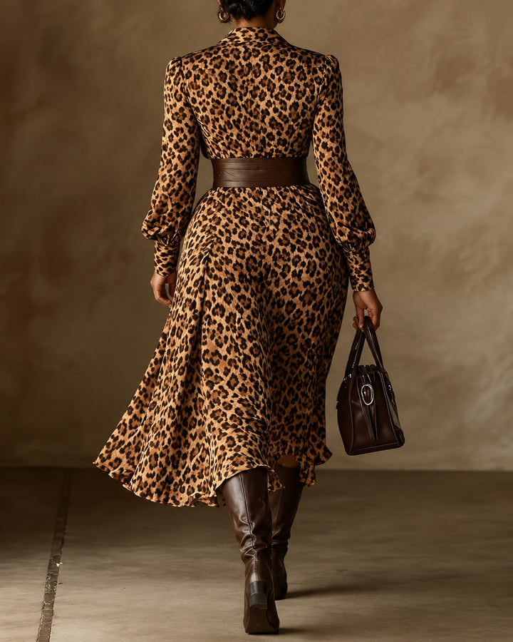 Chic Satin Geometric Diamond Print Wrap Dress