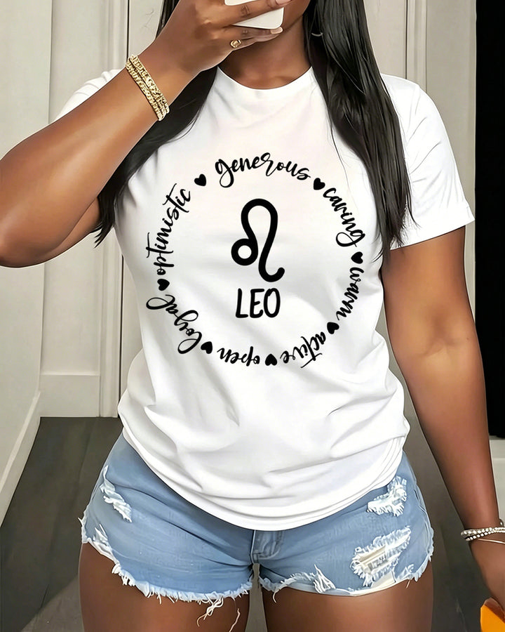 100% Cotton Leo Girl Leo Sign Crew Neck Short Sleeve Tshirt