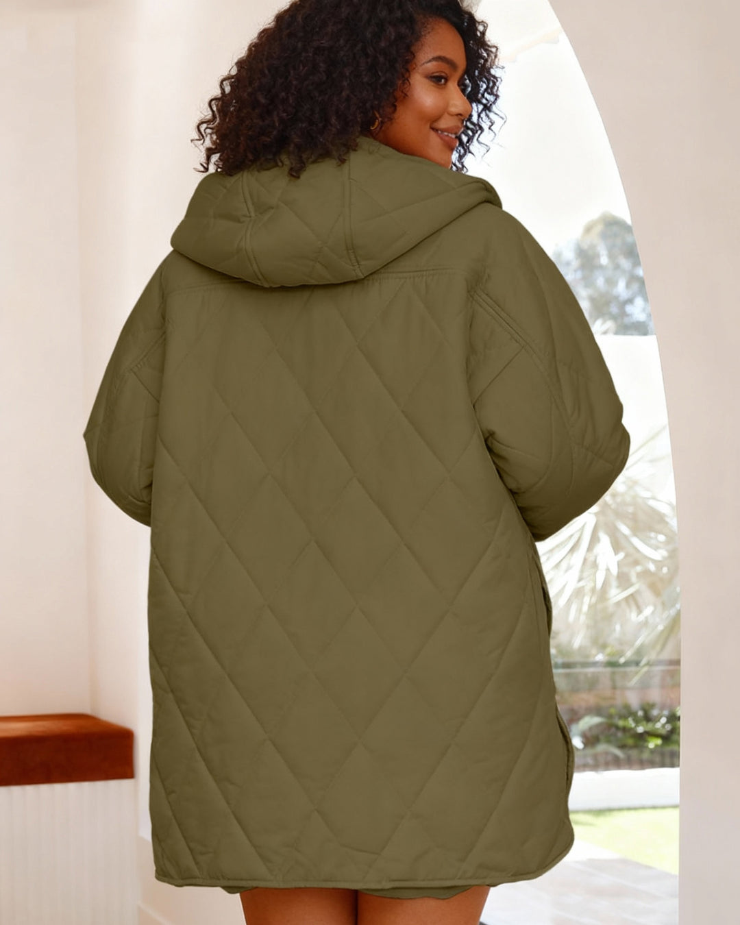 Women's Winter Coat Casual Diamond Quilted Hooded Lightweight Jacket Coat