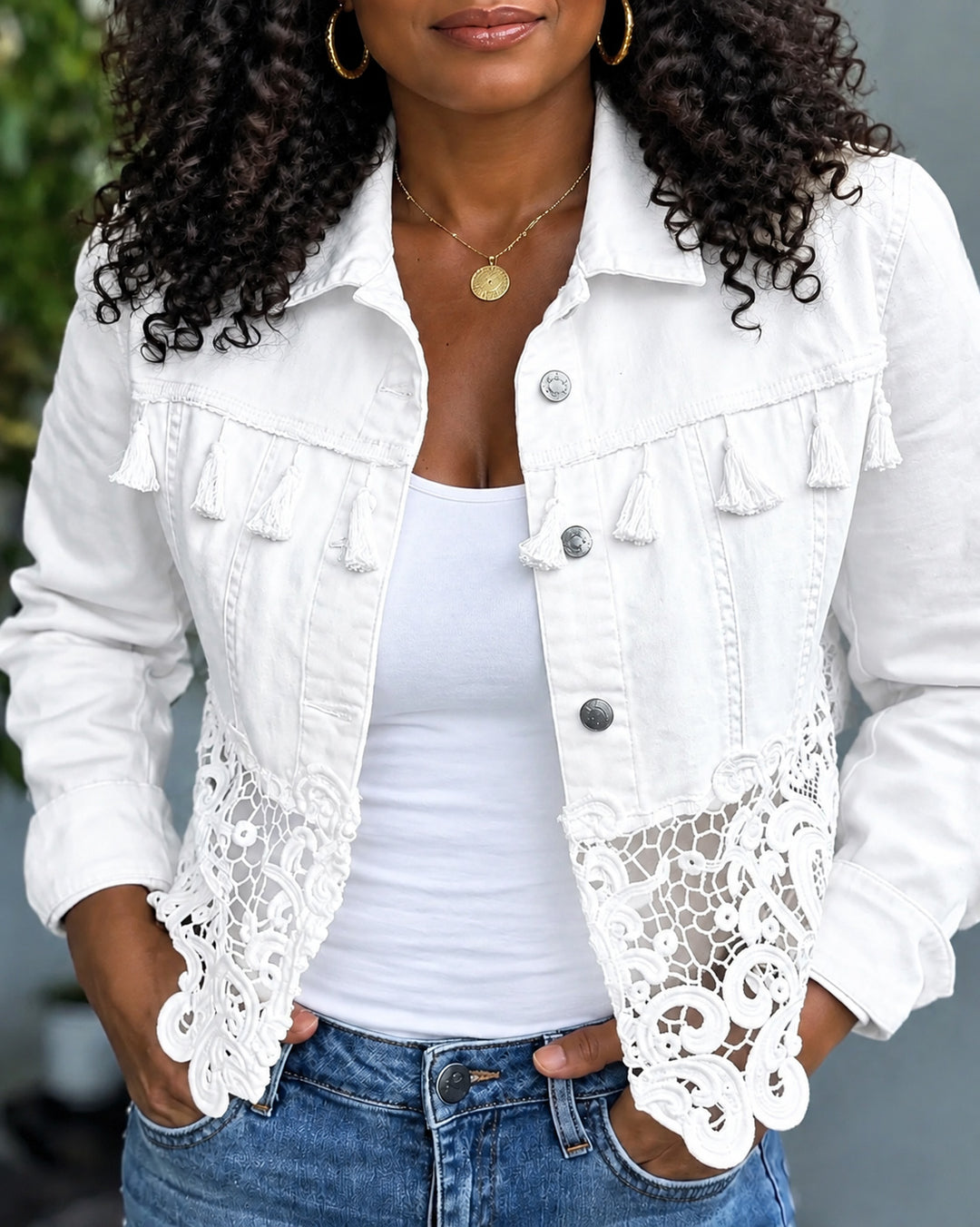 Bohemian Fringe & Lace Denim Jacket