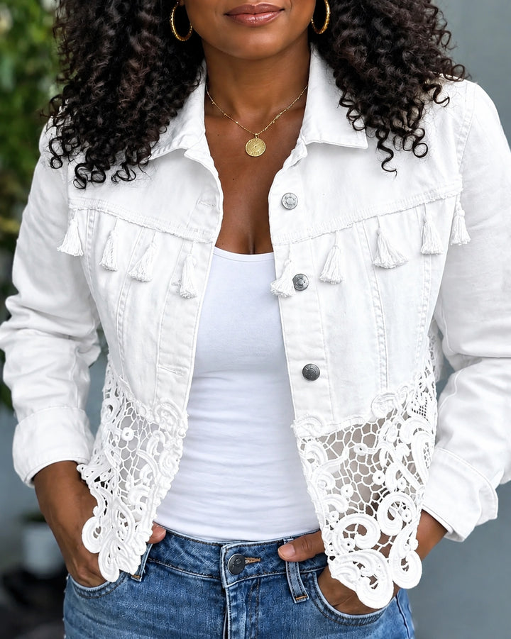 Bohemian Fringe & Lace Denim Jacket