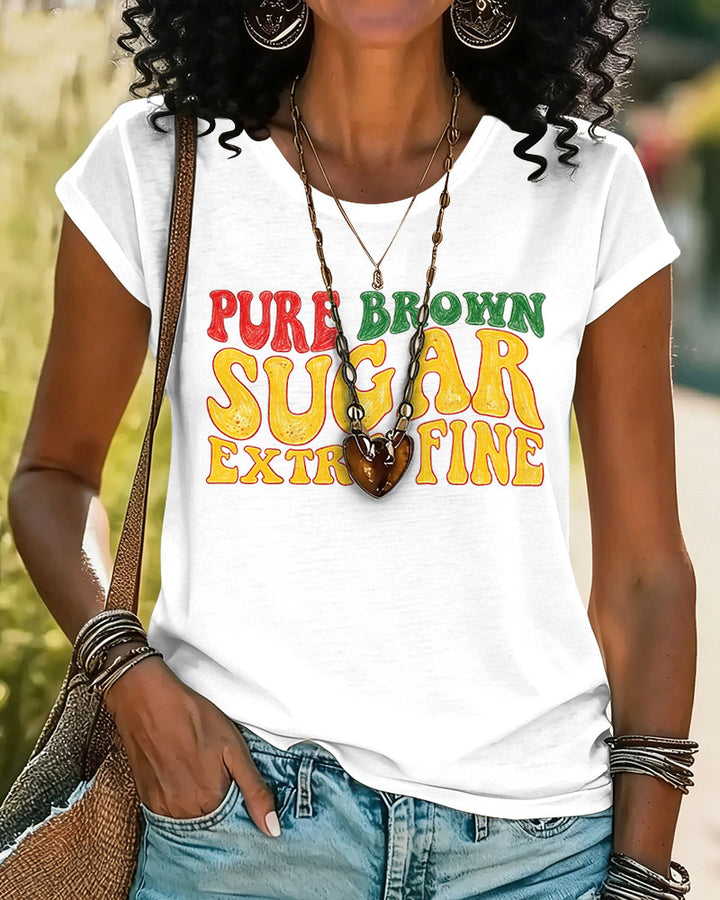 100% Cotton pure brown suger Graffiti Short Sleeve Tshirt