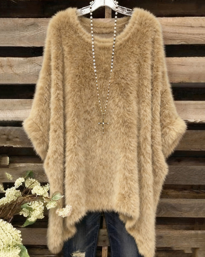 Crew Neck Plush Irregular Loose Top