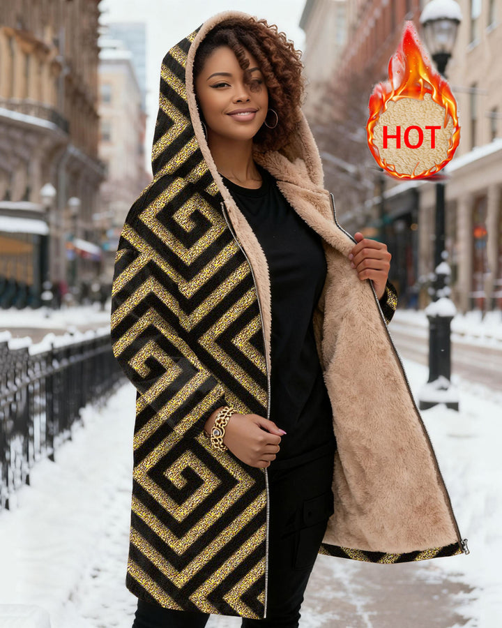 Gold Stripes Long Sleeve Zip-Up Fleece Long Hoodies