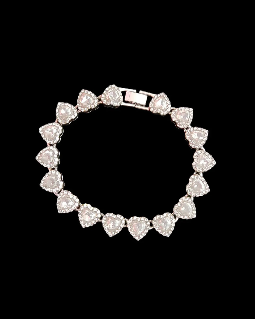2Pieces/Set Bling Bling Love Heart Shape Chain Necklace and Bracelet