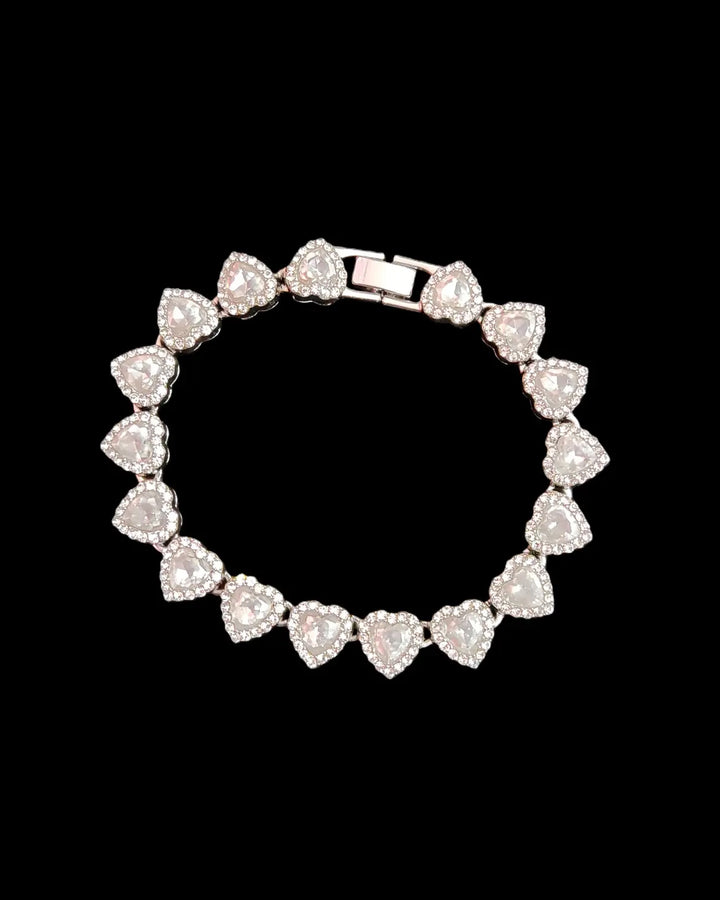 2Pieces/Set Bling Bling Love Heart Shape Chain Necklace and Bracelet