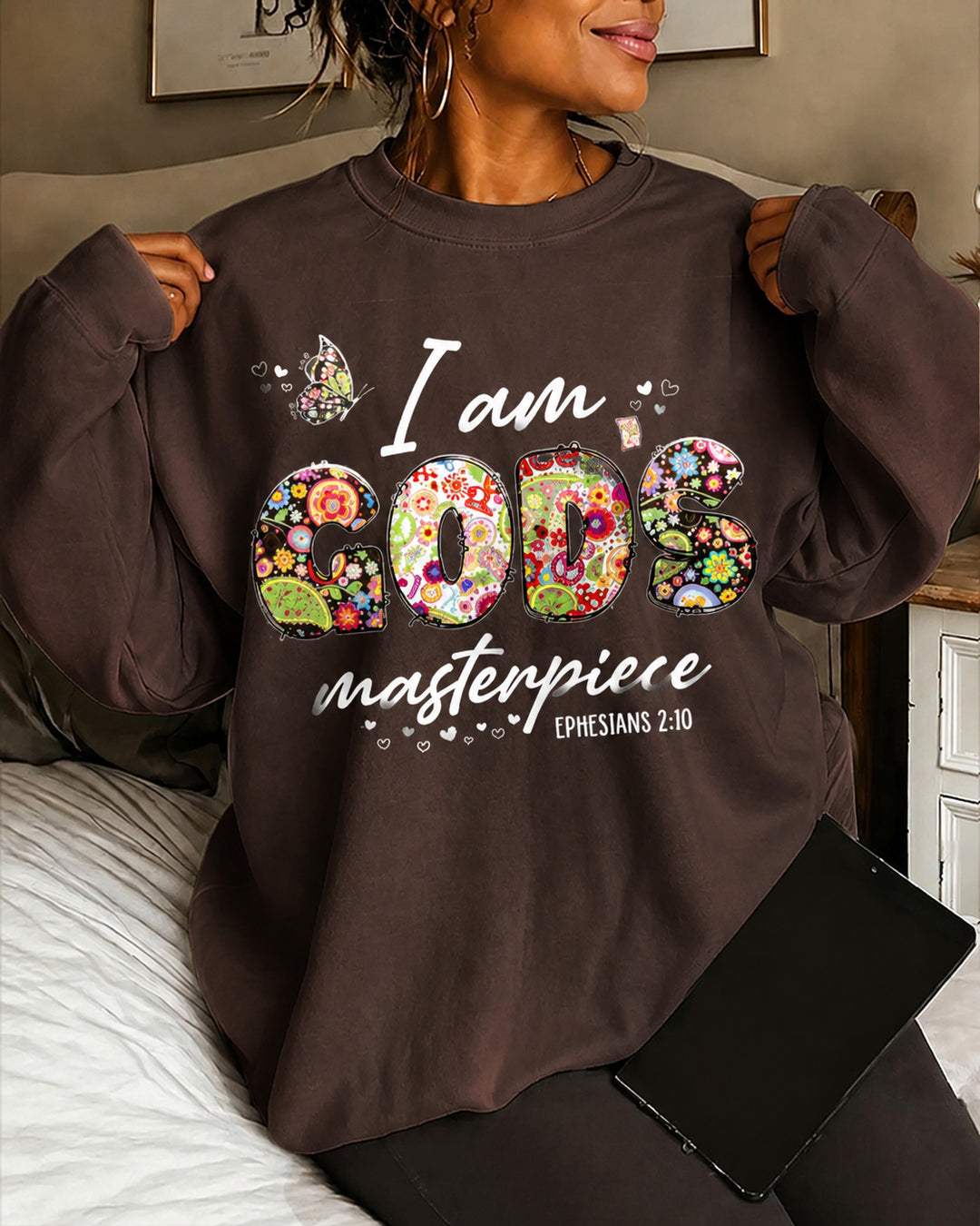 Women's I Am God's Masterpiece EPHESIANS 2:10 Round Neck Sweatshirt