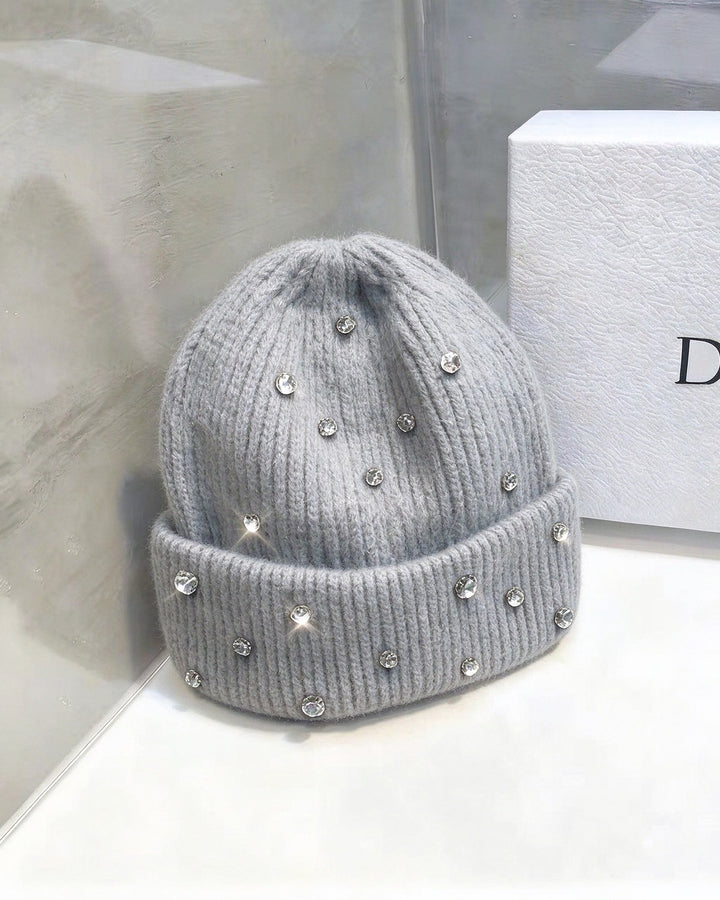 Rhinestone-embellished Knitted Warm Hat
