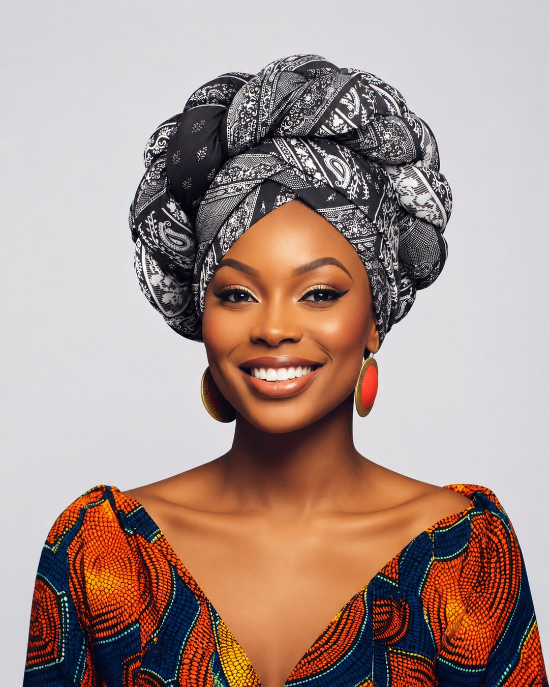 Fun Print Sponge Pigtail Turban Hat Headscarf Hat