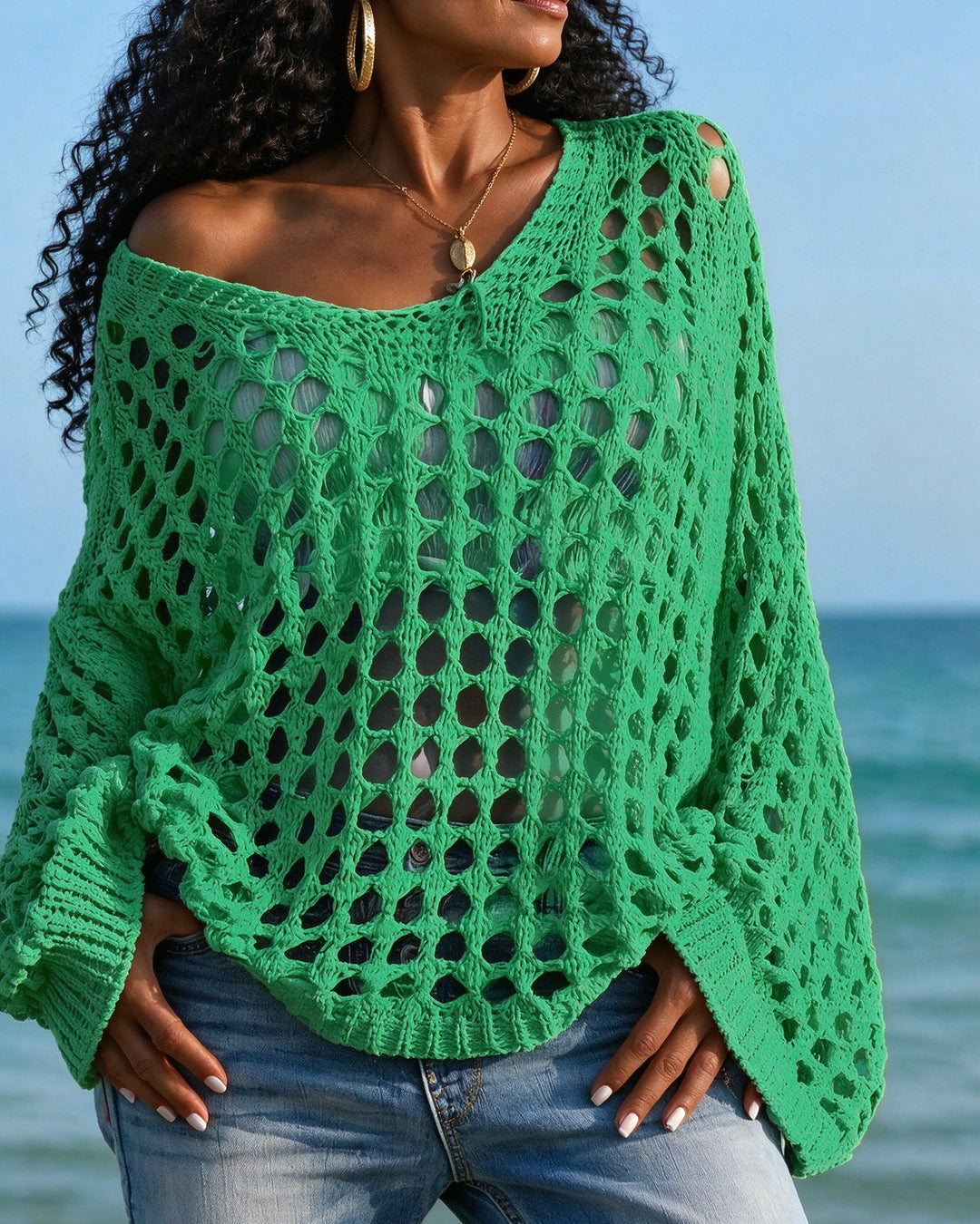 Women's Hollow Out Crochet Knit Top