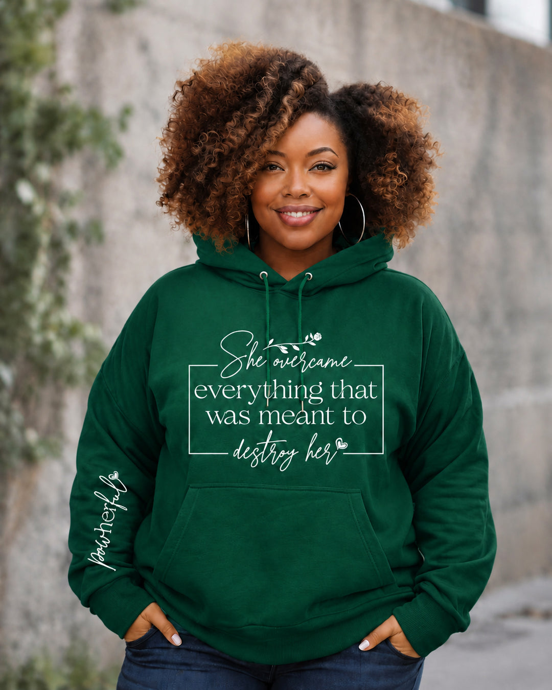 Women's She Overcame Everything Cotton Long Sleeve Hoodie