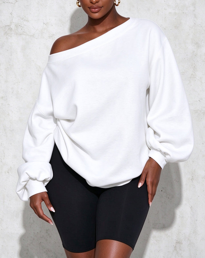 Women's Off Shoulder Lantern Long Sleeve Loose Sweatshirt