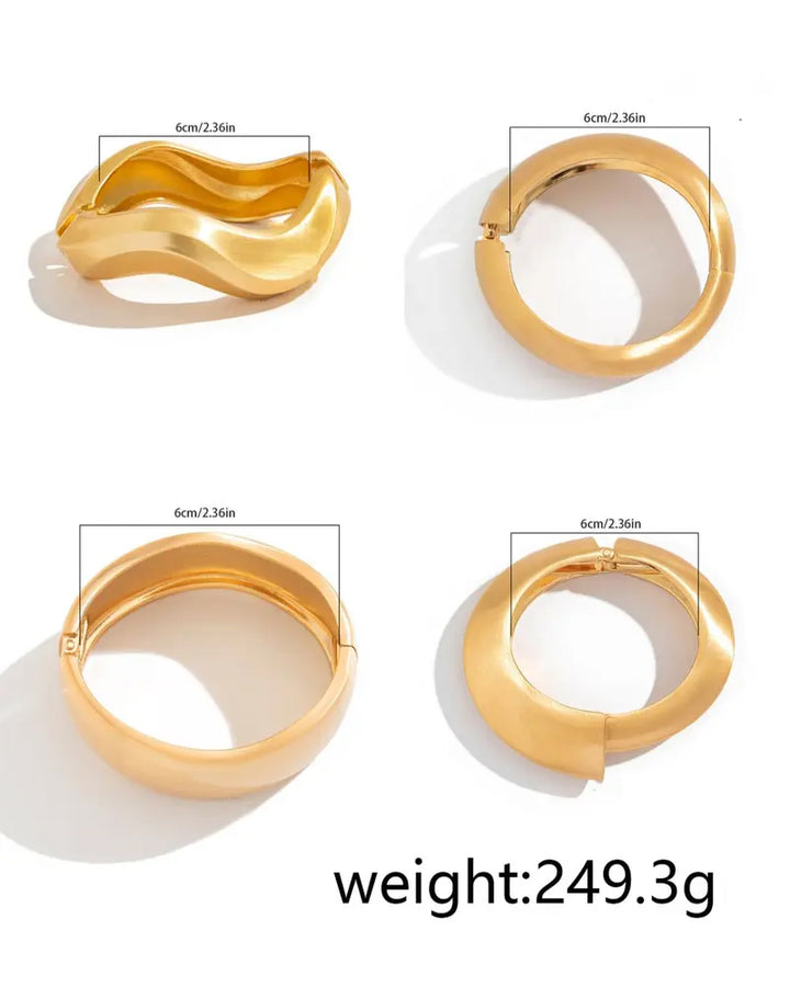 4-piece Set Chunky Matte Gold Cuff Bracelet for Women