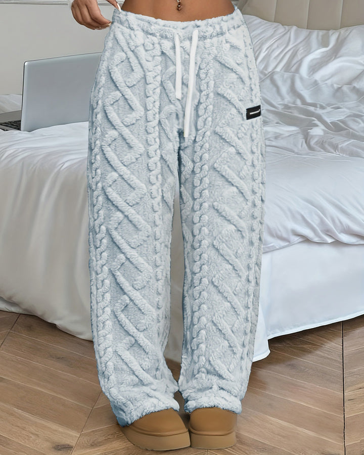 Women's Cable Knit Fuzzy Wide Leg Pants