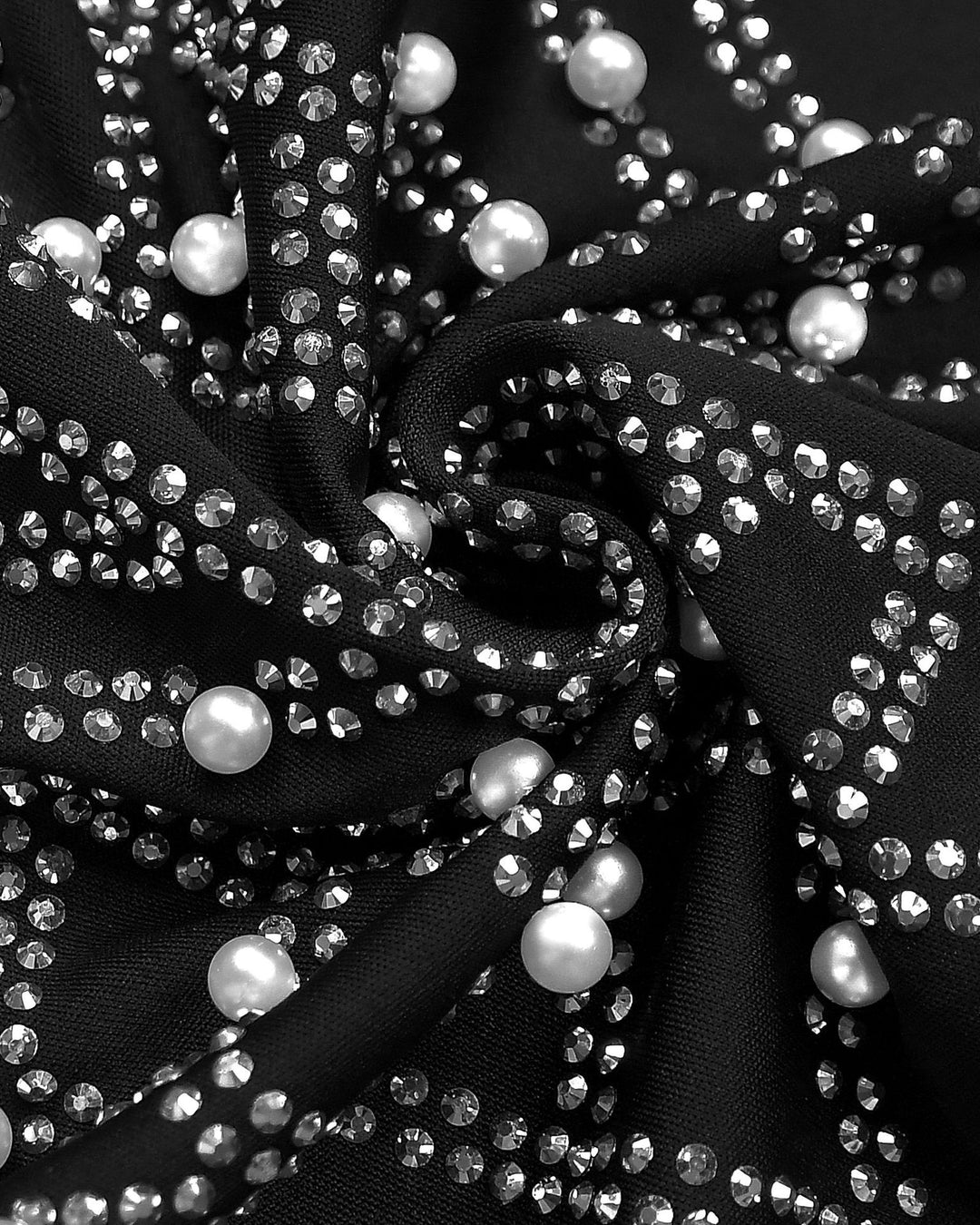 Women's Black Rhinestone Beaded Formal Mermaid Evening Gown