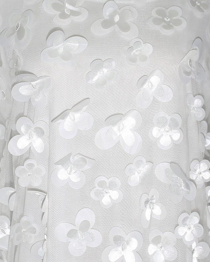3D Floral Applique Sheer Mesh Batwing Sleeve Loose Oversized Formal Party Gow