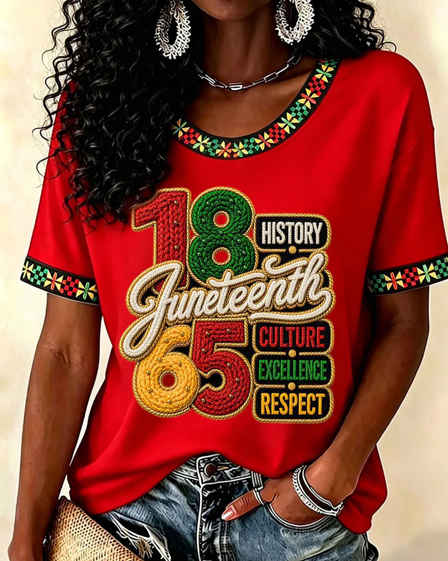 Juneteenth 1865 African American Pride Crew Neck Short Sleeve Tshirt