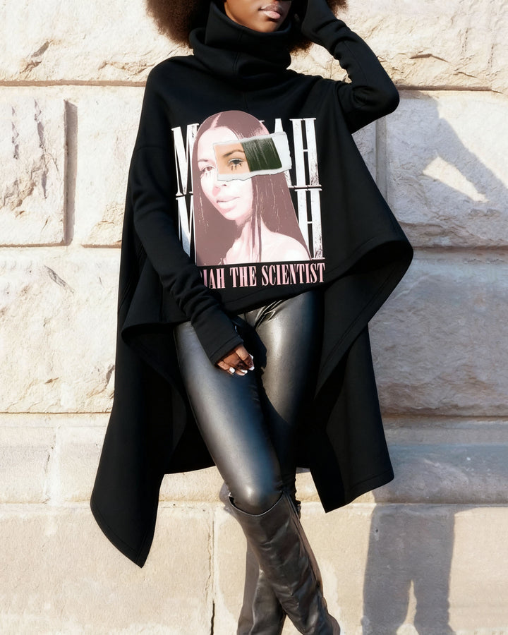 High Collar Pullover Mariah Scientist Rapper Irregular Long Sleeve Warm Sweatshirt