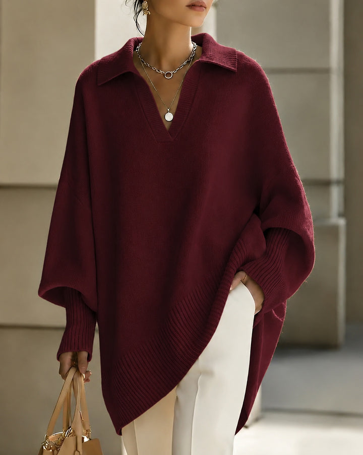 Lapel Pullover Loose Knit Sweater