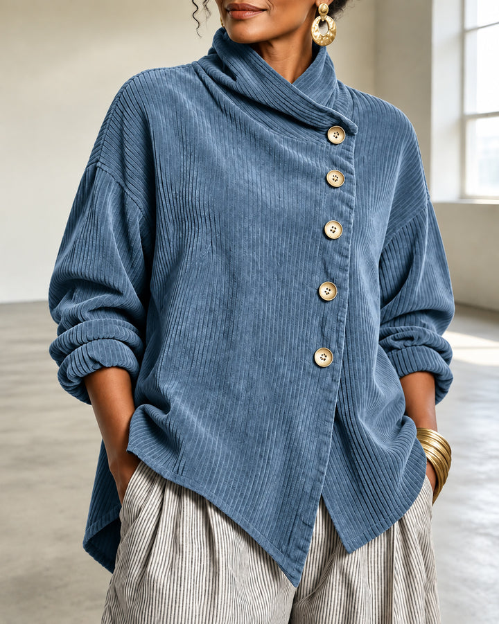 Women's Corduroy Asymmetric Button Jacket