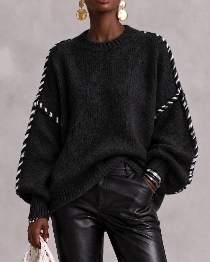 Women's Oversized Crew Neck Chunky Knit Sweater