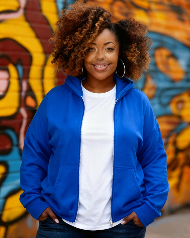 Solid Color Casual Long Sleeve Zip-Up Hoodies