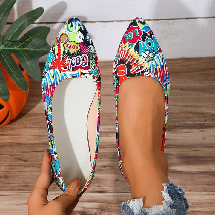 Pointed Toe Flat-soled Shallow-cut Plaid Shoes