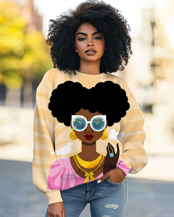 Summer Girl Art Print Long Sleeve Sweatshirt